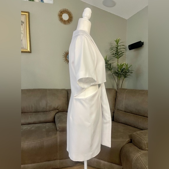 NWT Zara White Cut Out Mini Dress Sz L Summer Cocktail Party Event Trend Style - Picture 7 of 16